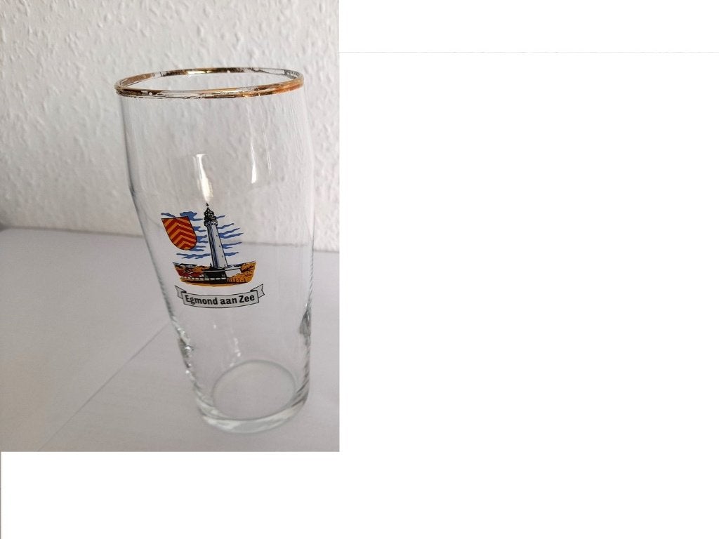 Egmond aan Zee, Souvenir glas 0,2 ltr. 1960-er jaren, Verzenden, Gebruikt, Bierglas
