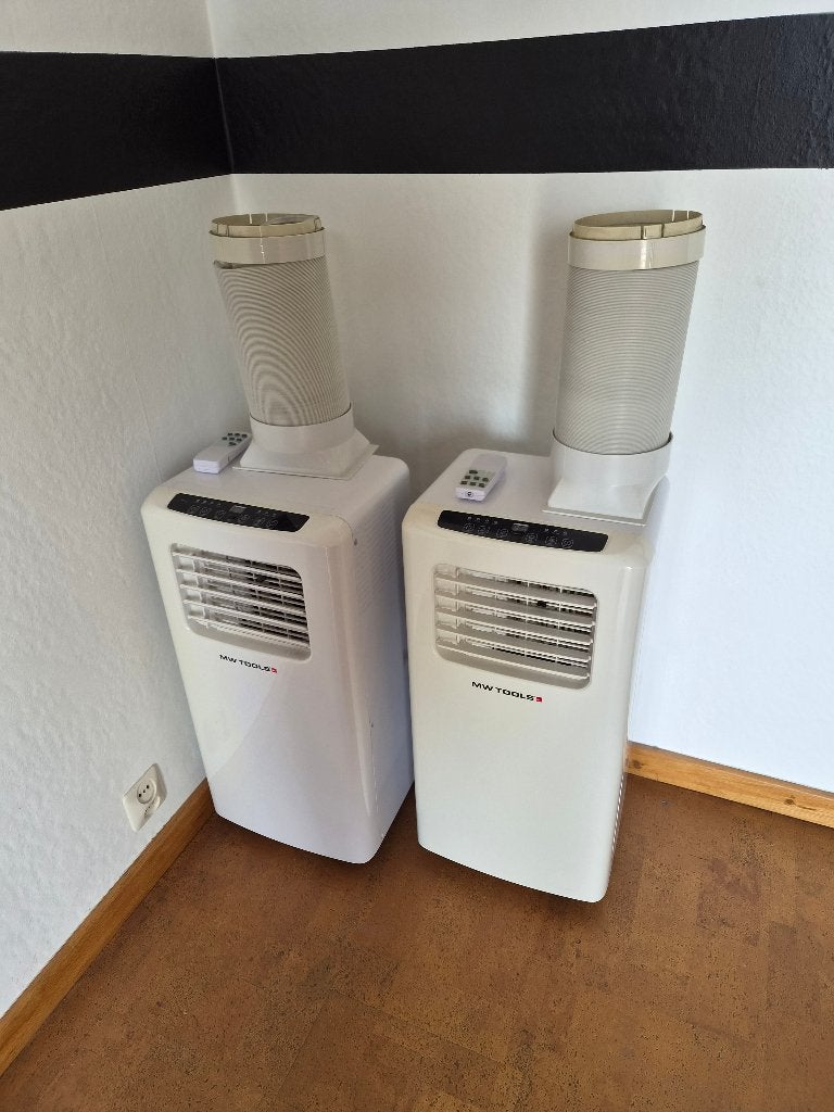 2 Mobiele airco's, Electroménager, Comme neuf, Enlèvement, 2 vitesses, Refroidissement et Déshumidification