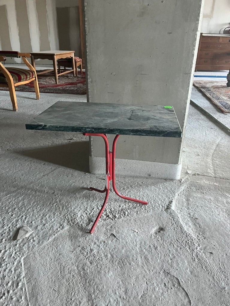 Bijzettafeltje marmeren blad - Vintage, Gebruikt, 70's Vintage, Rechthoekig, Ophalen