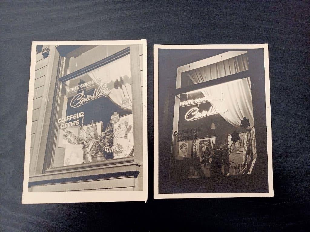 2 fotokaarten coiffeur dames Camille (foto Jean Lemoine), Enlèvement ou Envoi, Photo