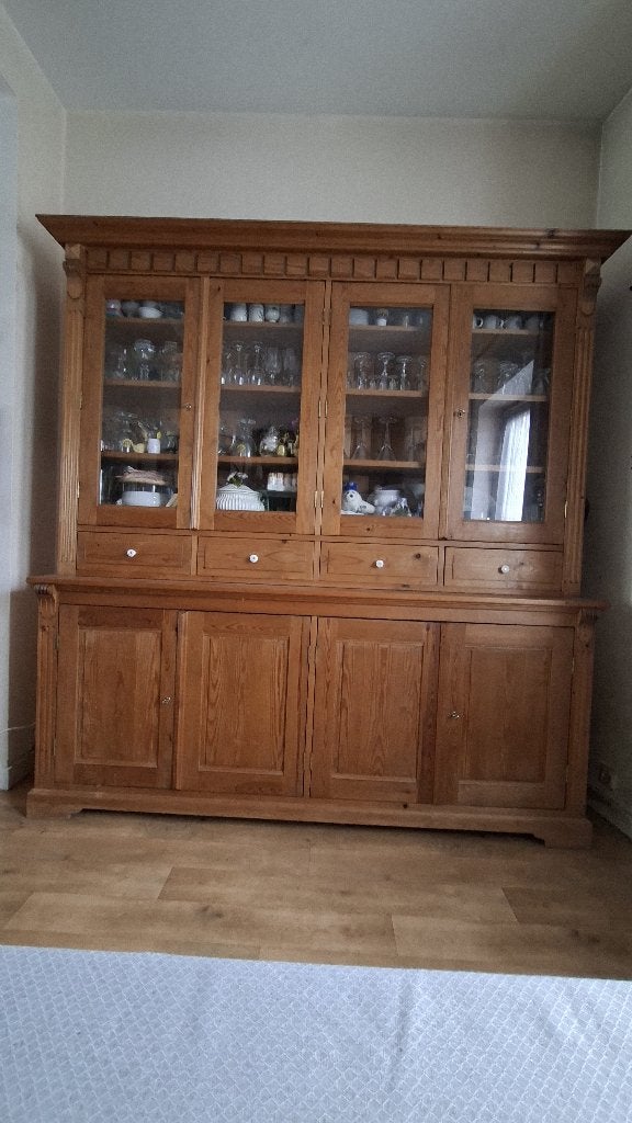 Buffet vaisselier, 25 à 50 cm, Meuble à l'élégance intemporelle du style campagne romantique., 150 à 200 cm, Comme neuf