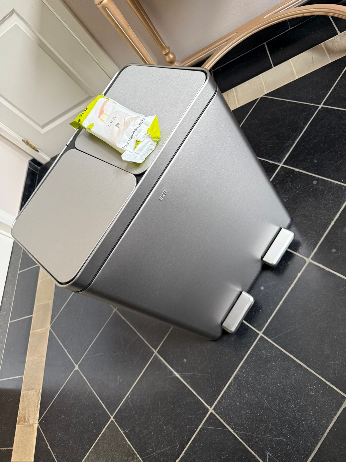 Nieuwe EKO afvalbak 60L – 2x30L – RVS – compleet nieuw, Neuf, 50 – 75, À pédale, Enlèvement ou Envoi