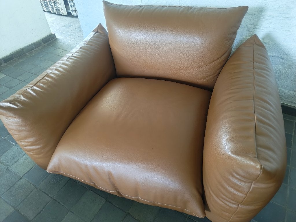 2 Marenco Arflex bruin leer eenzits zetels, Ophalen, Gebruikt, Eenpersoons, Minder dan 150 cm