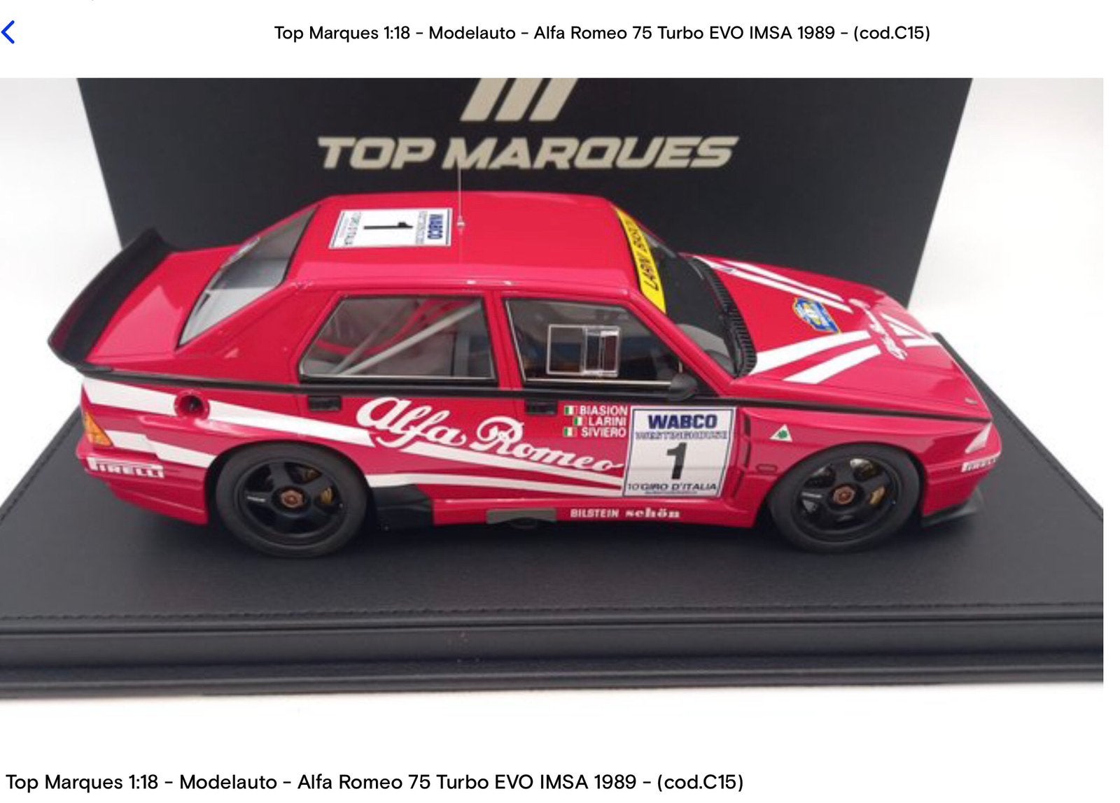 Alfa romeo 75 turbo EVO IMSA 1:18, Ophalen of Verzenden, Nieuw