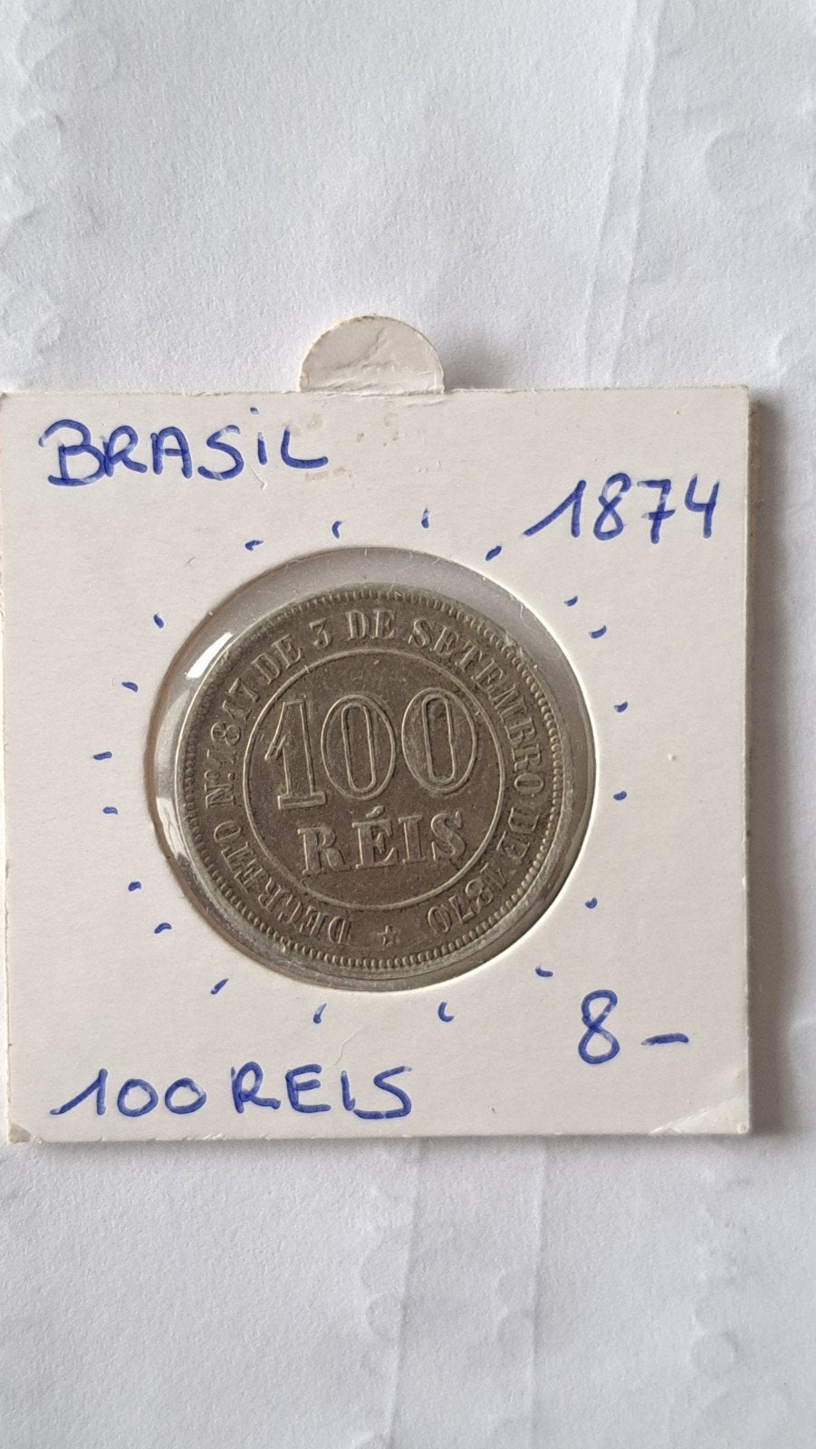 Brasil 100 reis 1874, Ophalen of Verzenden