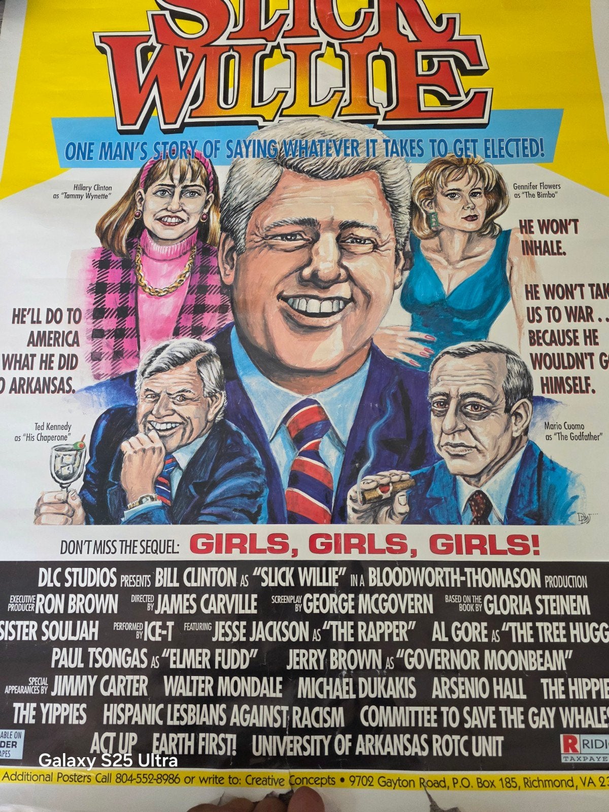 Affiche ancienne de satire politique américaine - « Slick Wi, Enlèvement ou Envoi