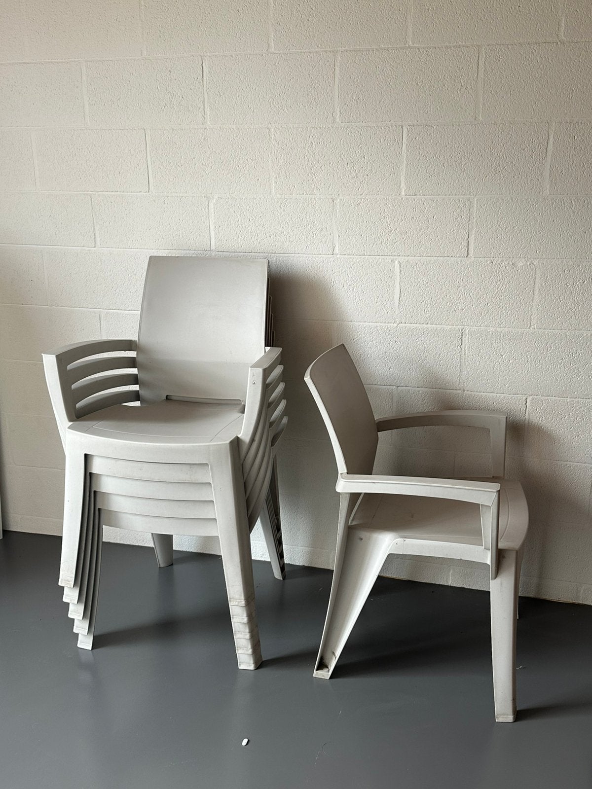 Set van 6 stapelbare tuinstoelen, Tuin en Terras, Ophalen, Gebruikt, Kunststof, Stapelbaar