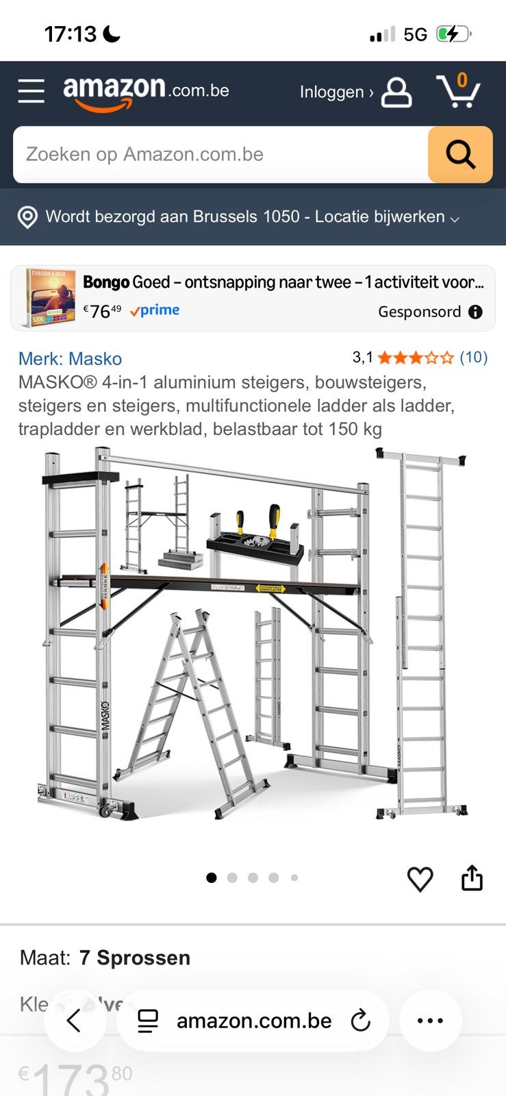 Jago multifunctionele ladder 4-in-1, Doe-het-zelf en Bouw, Steigers, Ophalen, Zo goed als nieuw