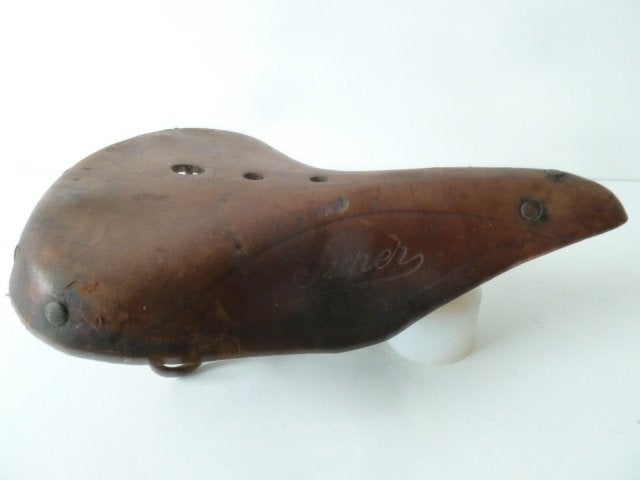 antieke fiets zadel leder oldtimer rijwiel vintage, Antiek en Kunst, Ophalen of Verzenden