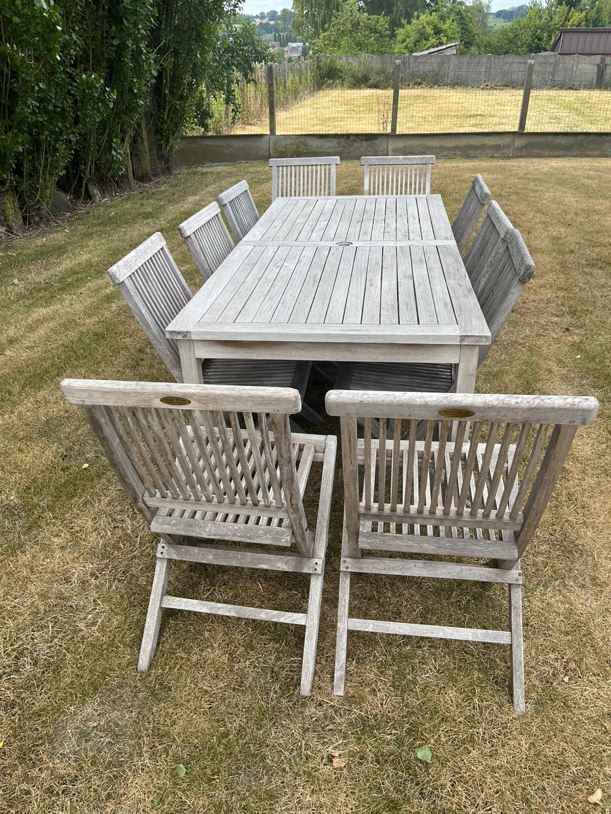 Table et chaises en teck, Jardin & Terrasse, Table à dinner, Enlèvement, Utilisé, Bois