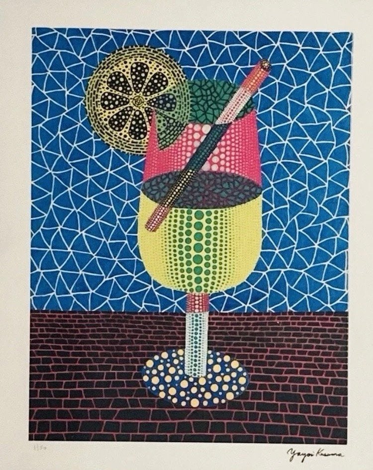 Yayoi Kusama : lithographie 40 par 50 cm. Vendue encadrée, Antiquités & Art, Enlèvement ou Envoi, Lithographie