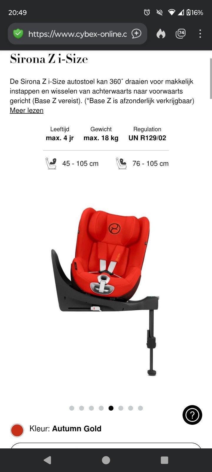 Sirona Z i-size draai functie Cybex, Ophalen, Zo goed als nieuw, Overige merken, Isofix