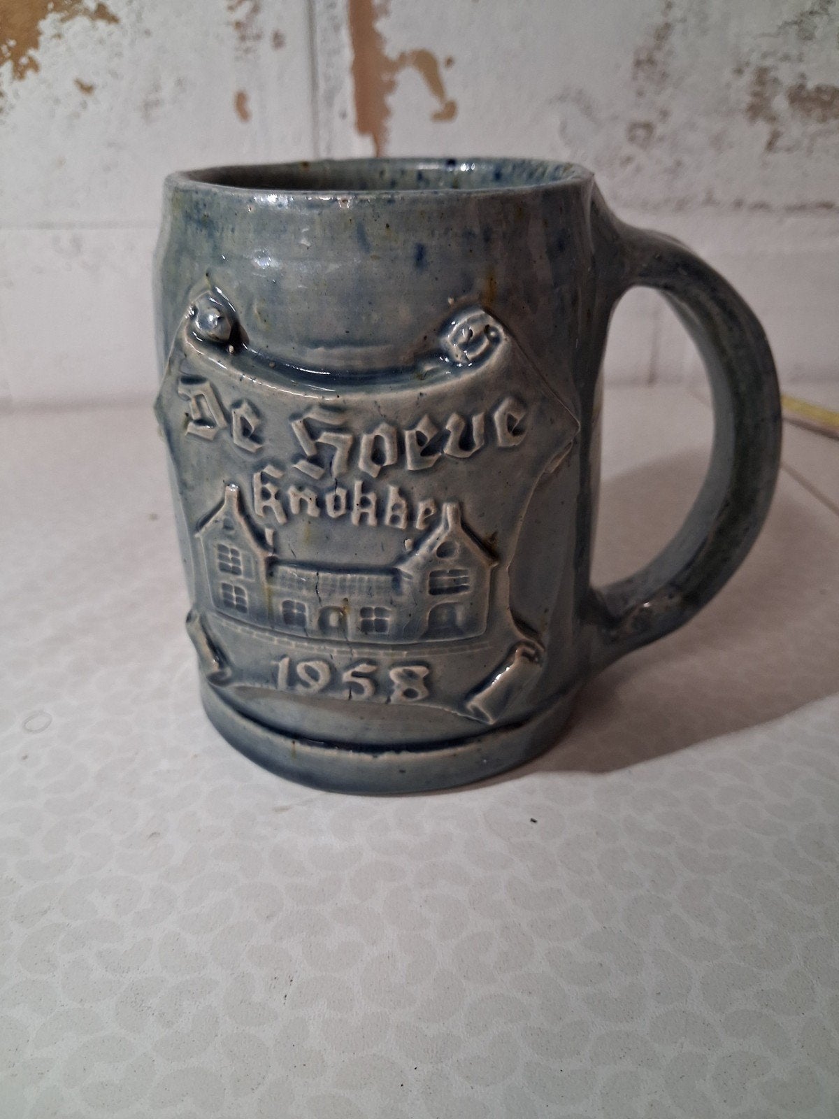 vlaams aardewerk bierpul bierpot "de hoeve" Knokke 1958, Ophalen of Verzenden