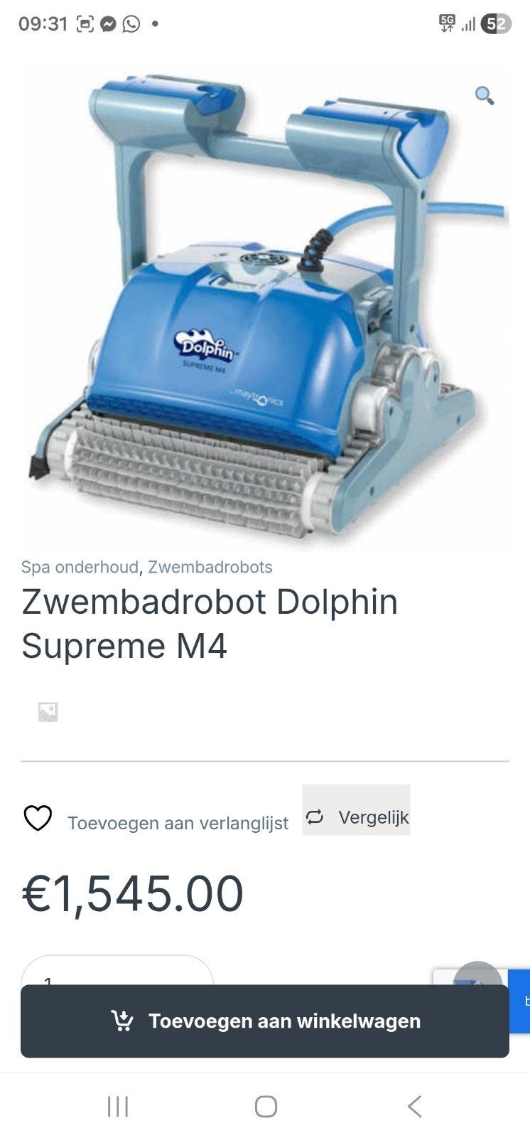 Zwembadrobot dolphin m4, Ophalen
