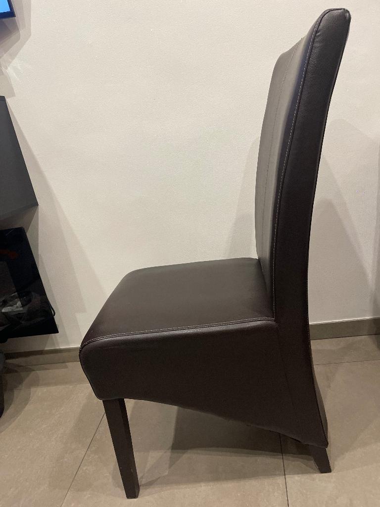 6 chaises TOP simili brun foncé, Maison & Meubles, Comme neuf, Brun, Enlèvement, Cinq, Six Chaises ou plus