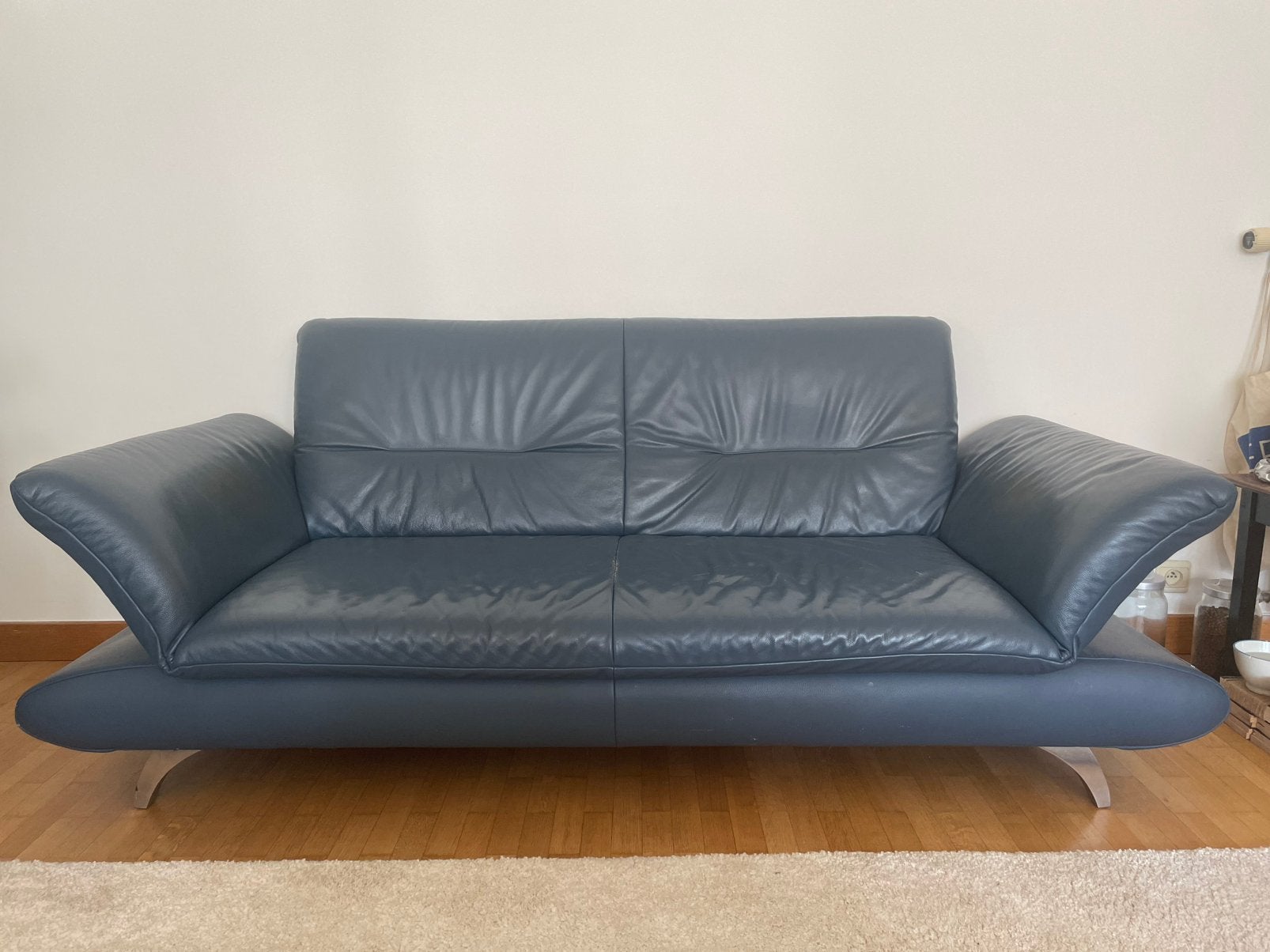 Canapé en cuir Koinor pieds chromés, Maison & Meubles, Enlèvement, Utilisé, Banc droit