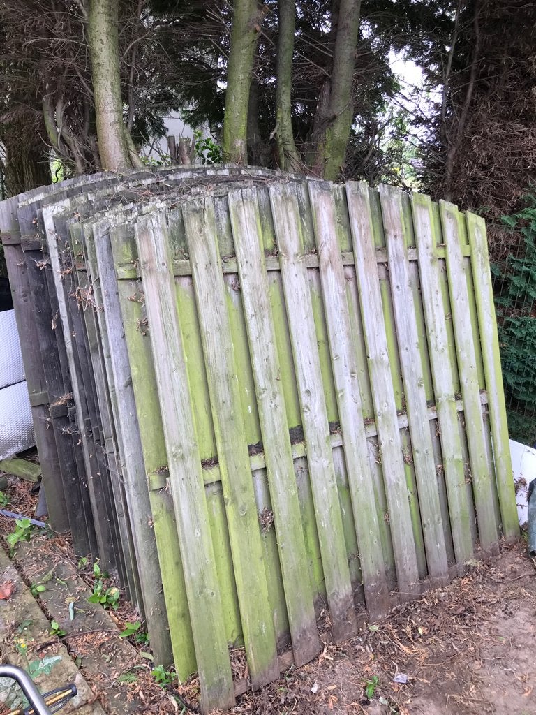 Panelen afsluiting hout, Tuin en Terras, Ophalen, Gebruikt, Hout, Tuinhek