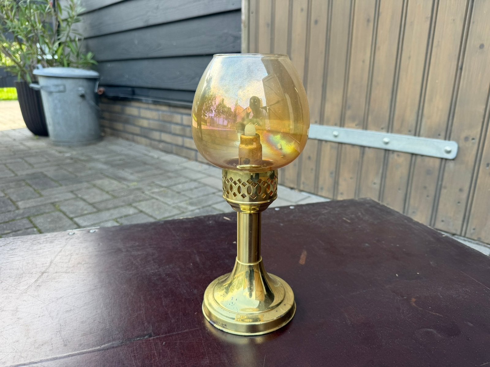 Vintage kist met 10 messing kaars lampen er in, Ophalen of Verzenden, Zo goed als nieuw, Glas, Vintage