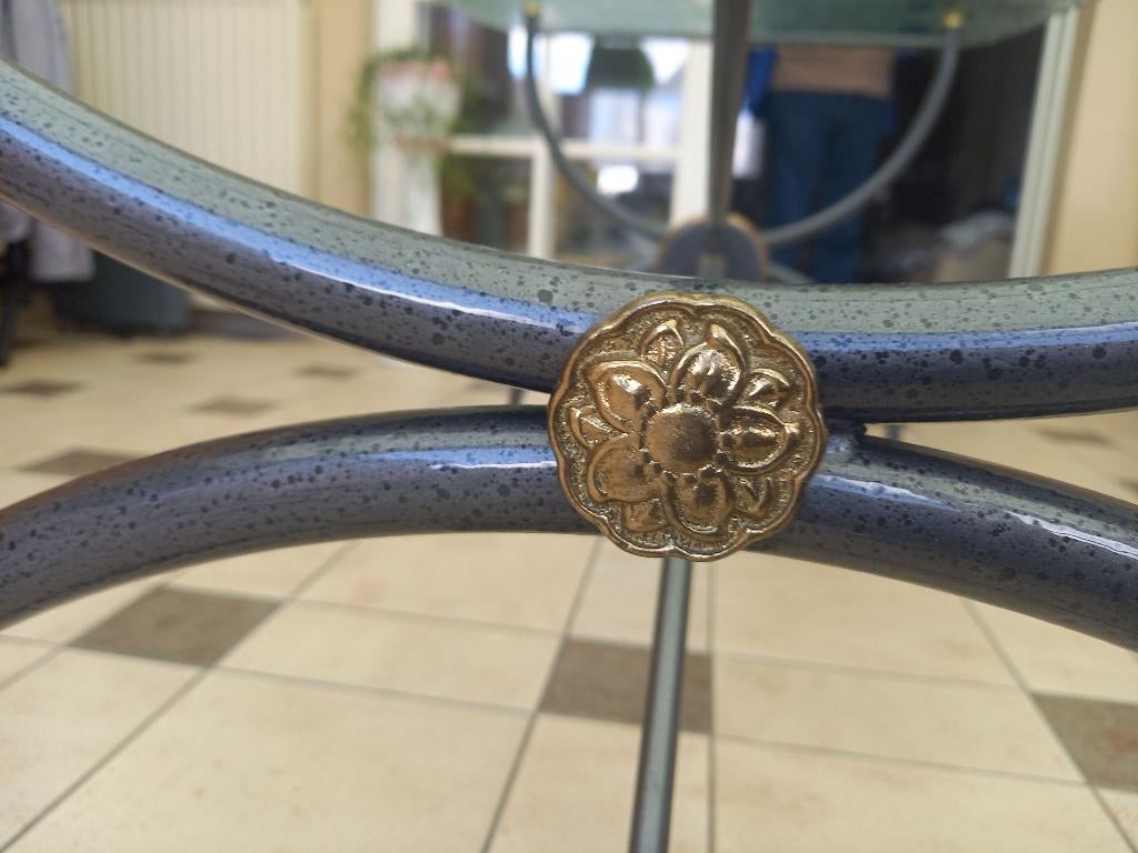 Glazen tafel, Huis en Inrichting, Tafels | Eettafels, Ophalen, Zo goed als nieuw, Ovaal, Glas