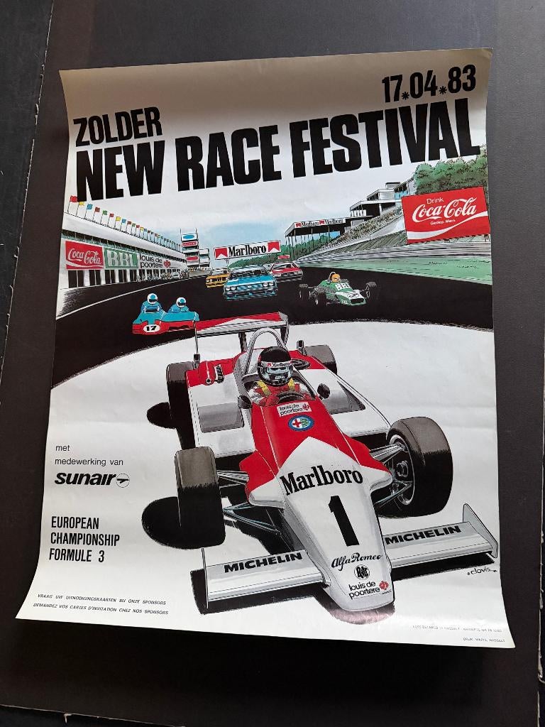 poster Clovis 1983 New Race Festival circuit ZOlder Alfa, Ophalen of Verzenden, Formule 1
