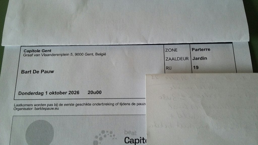 BART DE PAUW, Tickets & Billets, Deux personnes