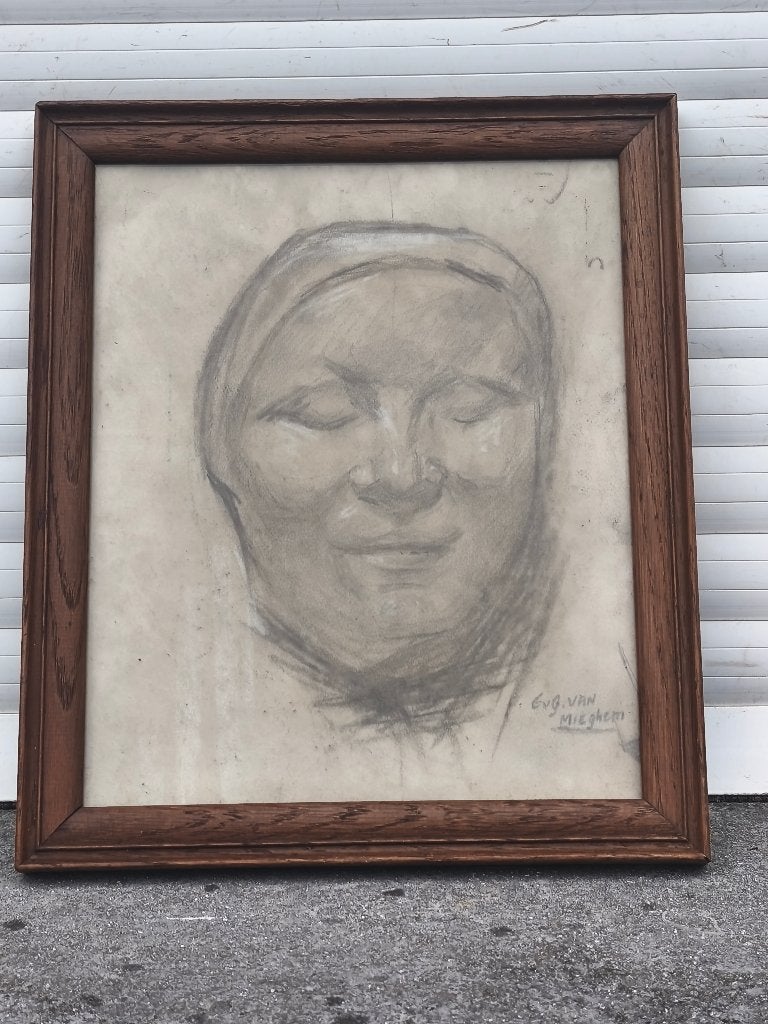 Dessin femme signe eugèen van mieghem, Antiquités & Art, Enlèvement ou Envoi, Dessin