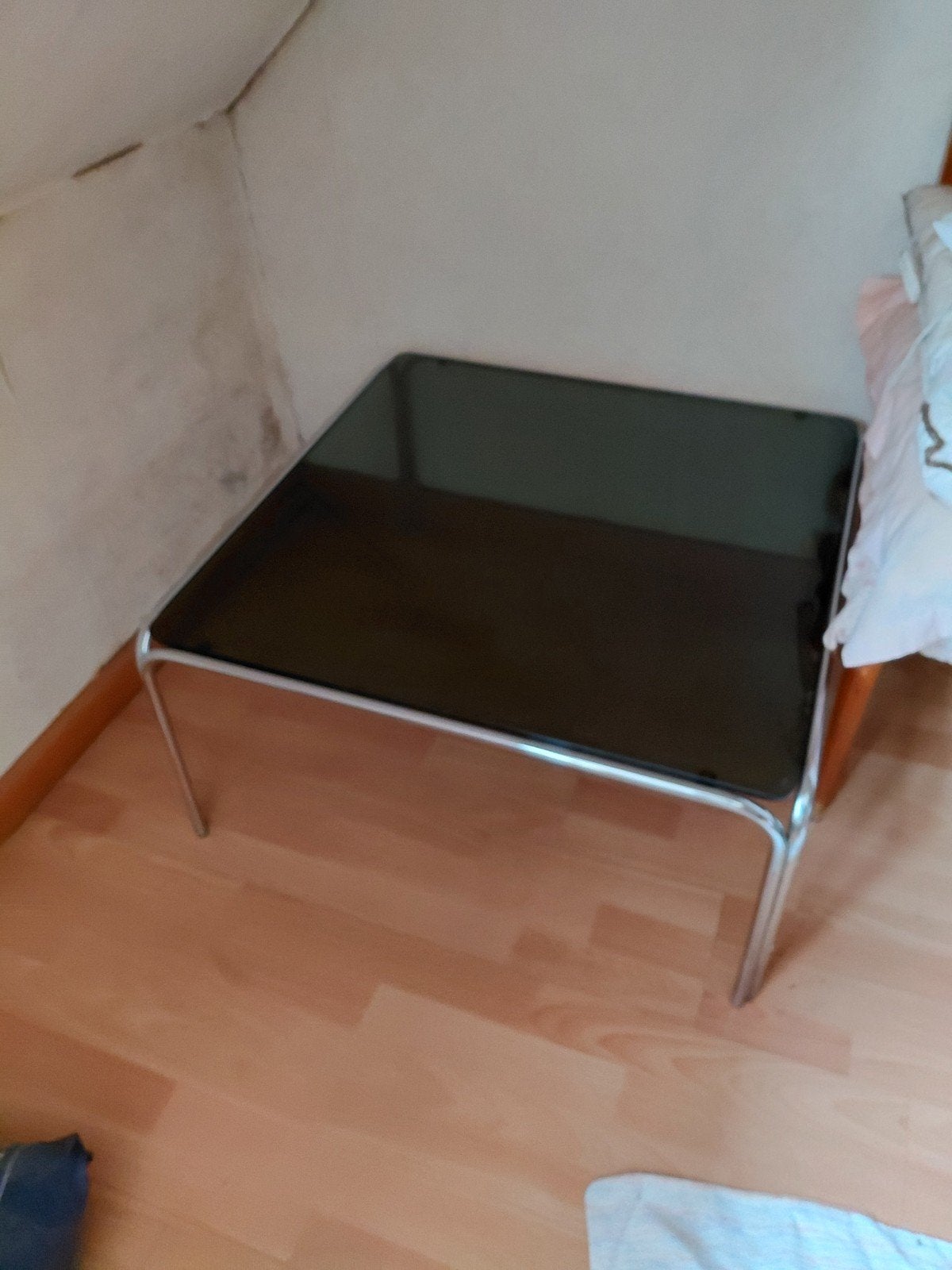 vintage fumé glazen salon tafel, Enlèvement