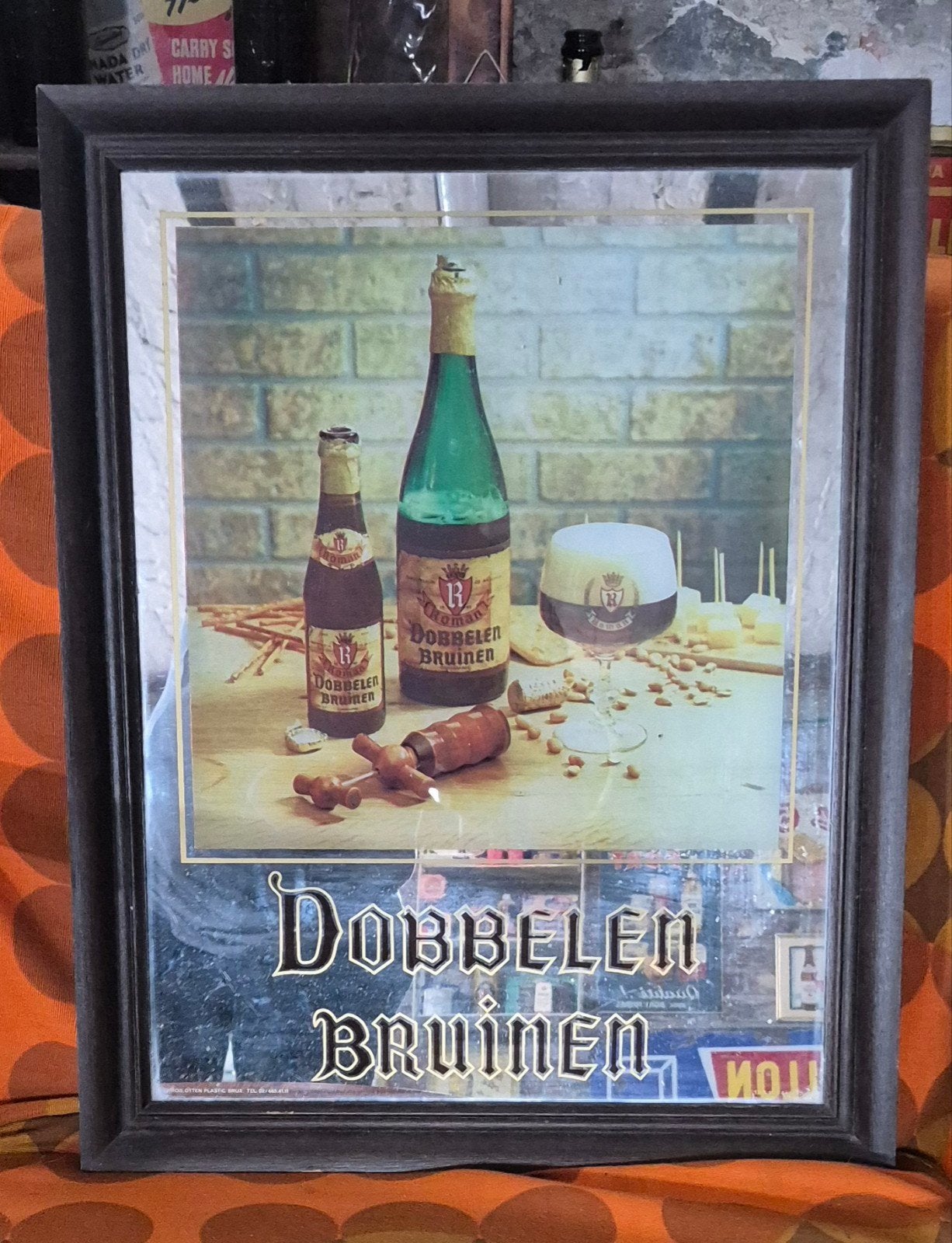 Spiegel van brouwerij Roman " Dobbelen bruinen ", Ophalen, Gebruikt, Reclamebord, Plaat of Schild