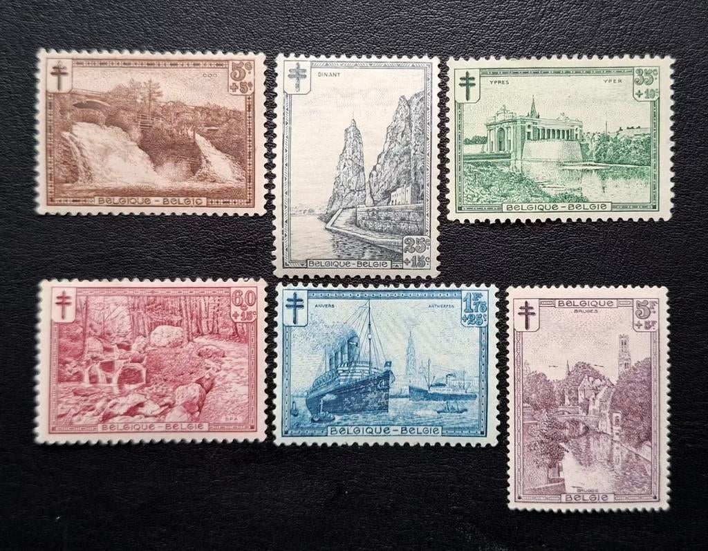 Belgique : COB 293/98 * Antituberculeux 1929., Timbres & Monnaies, Timbres | Europe | Belgique, Sans timbre, Trace d'autocollant