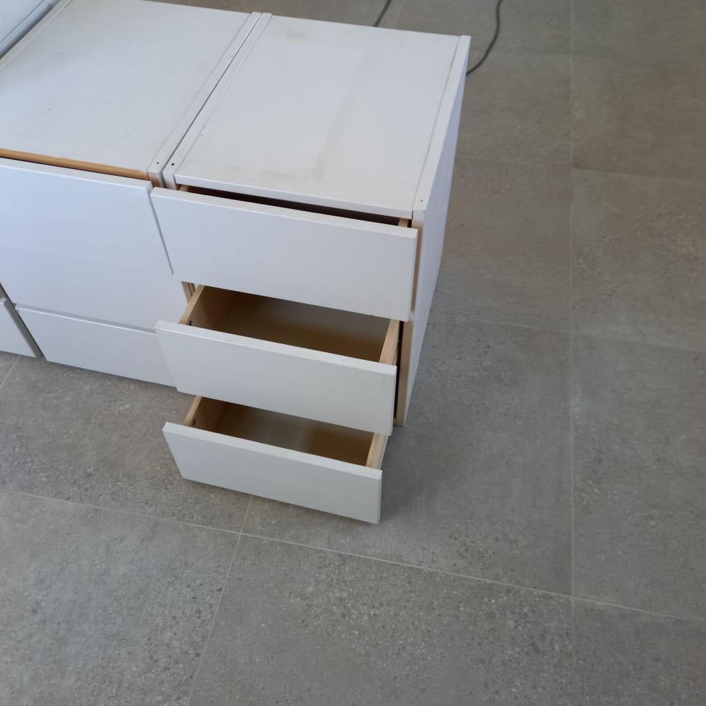 kasten IVAR 3 schuiven , beuk wit geverfd, Ophalen