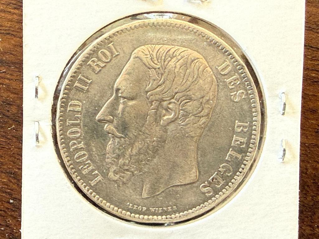 5 Frank 1867 met  punt Achter F., Postzegels en Munten, Ophalen of Verzenden, Zilver, Zilver