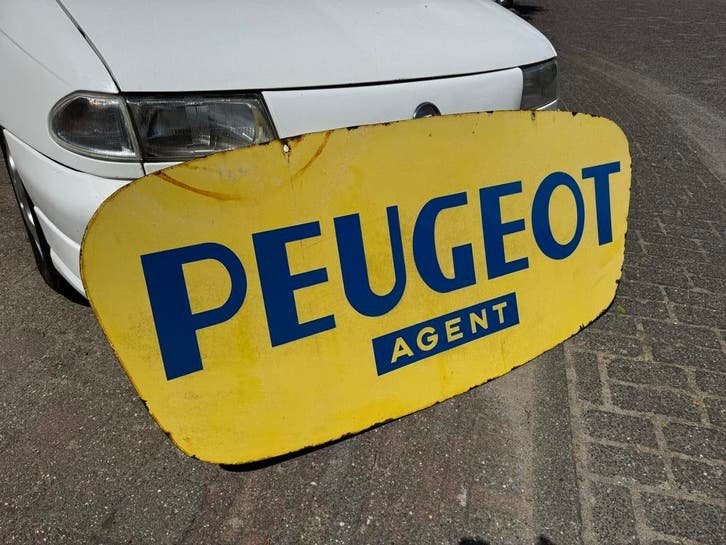Vintage Peugeot Agent Emaille Reclamebord