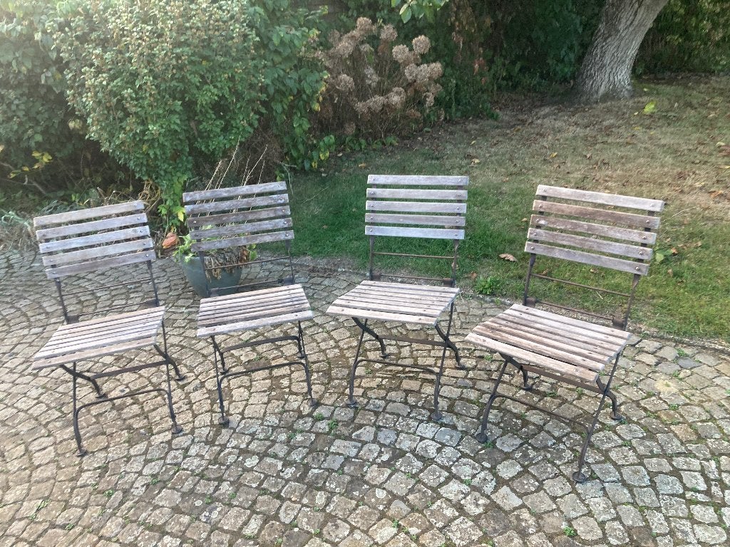 Vintage Bistro stoelen, Tuin en Terras, Ophalen, Gebruikt, Metaal, Inklapbaar