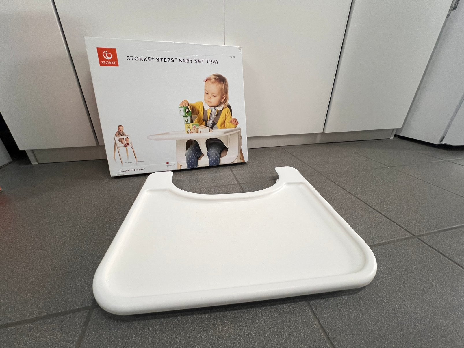 Stokke Steps Baby set Tray (accessoire), Ophalen of Verzenden, Gebruikt, Meegroeistoel, Afneembaar eetblad