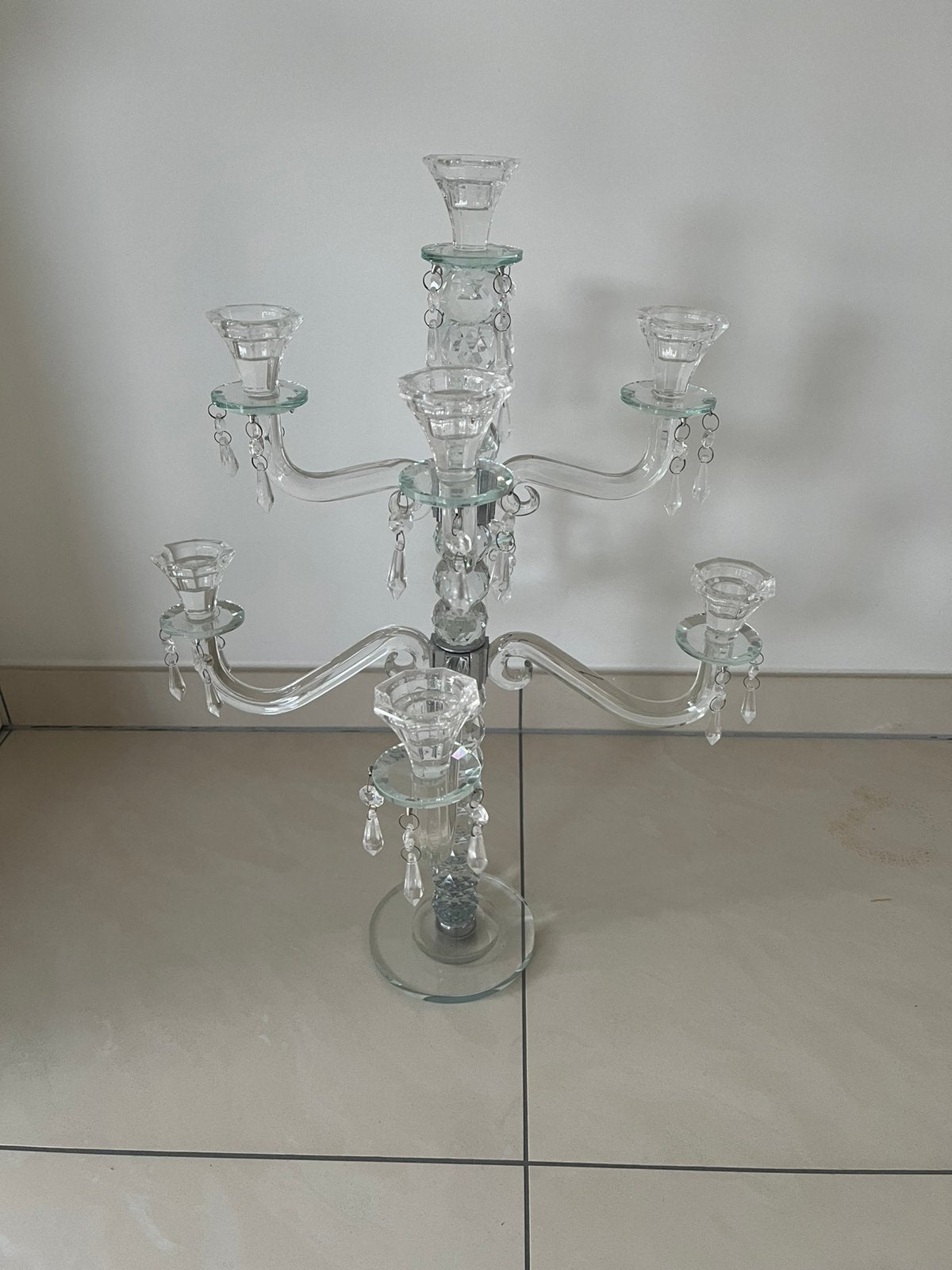Candélabre/chandelier en cristal exclusif (7 bras), Enlèvement, Comme neuf, Verre, Chandelier