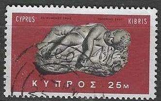 Chypre 1966 - Yvert 270 - Eros endormi - 25 m (ST), Envoi, Affranchi