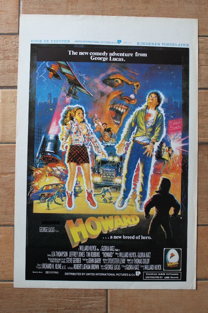 filmaffiche Howard The Duck George Lucas filmposter, Enlèvement ou Envoi, Rectangulaire vertical, A1 jusqu'à A3, Comme neuf