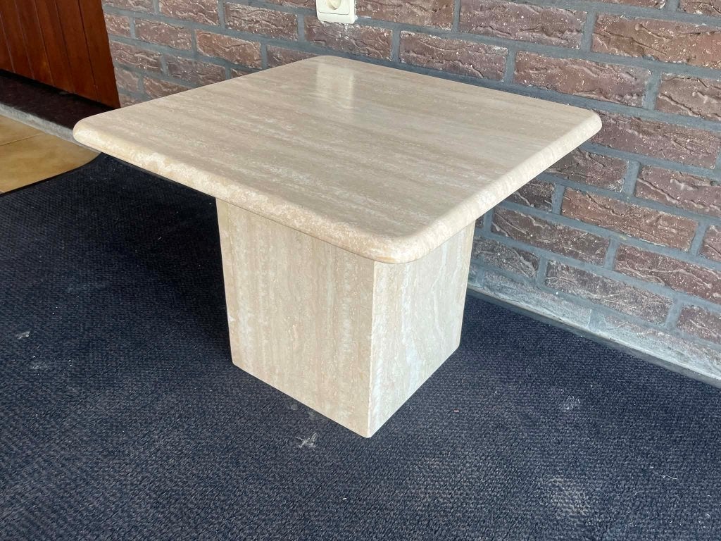 Table d'appoint en travertin 50x50x37, Maison & Meubles, Enlèvement ou Envoi