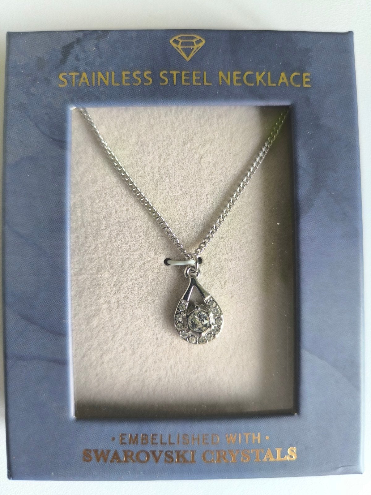 collier en acier inoxydable avec cristaux Swarovski, Bijoux, Sacs & Beauté, Colliers, Enlèvement, Neuf, Autres matériaux, Avec cristal