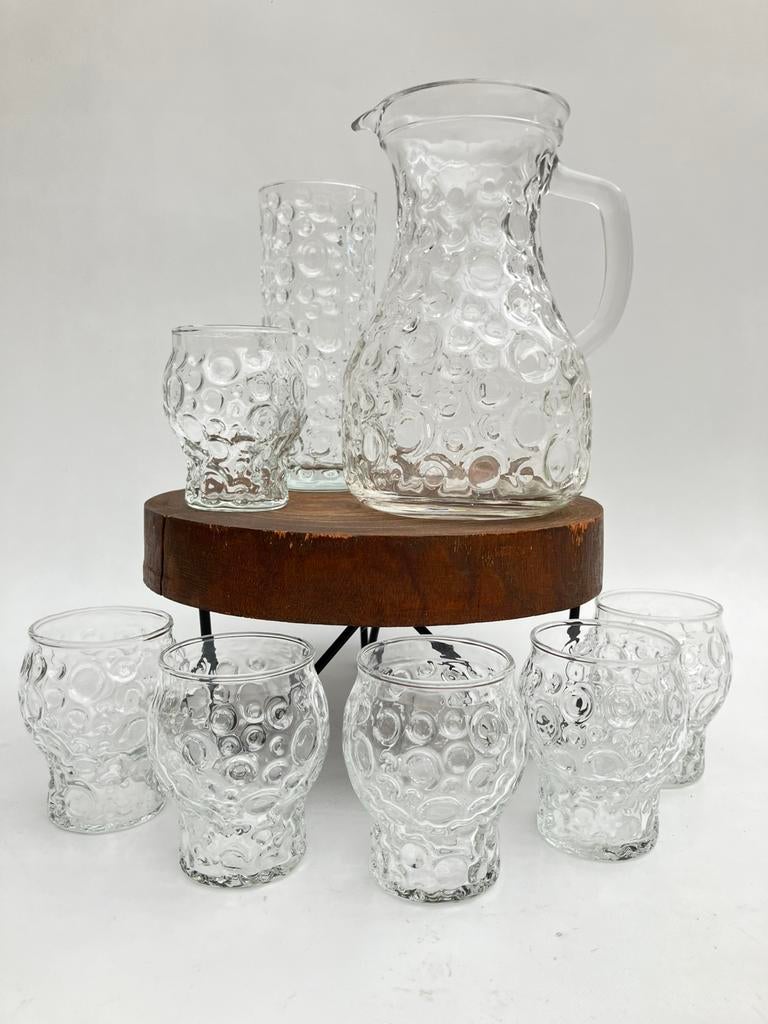 Set à boissons Vintage Vesuv - 8 pièces (Veba Glas, Germany), Enlèvement ou Envoi, Comme neuf, Verre à eau