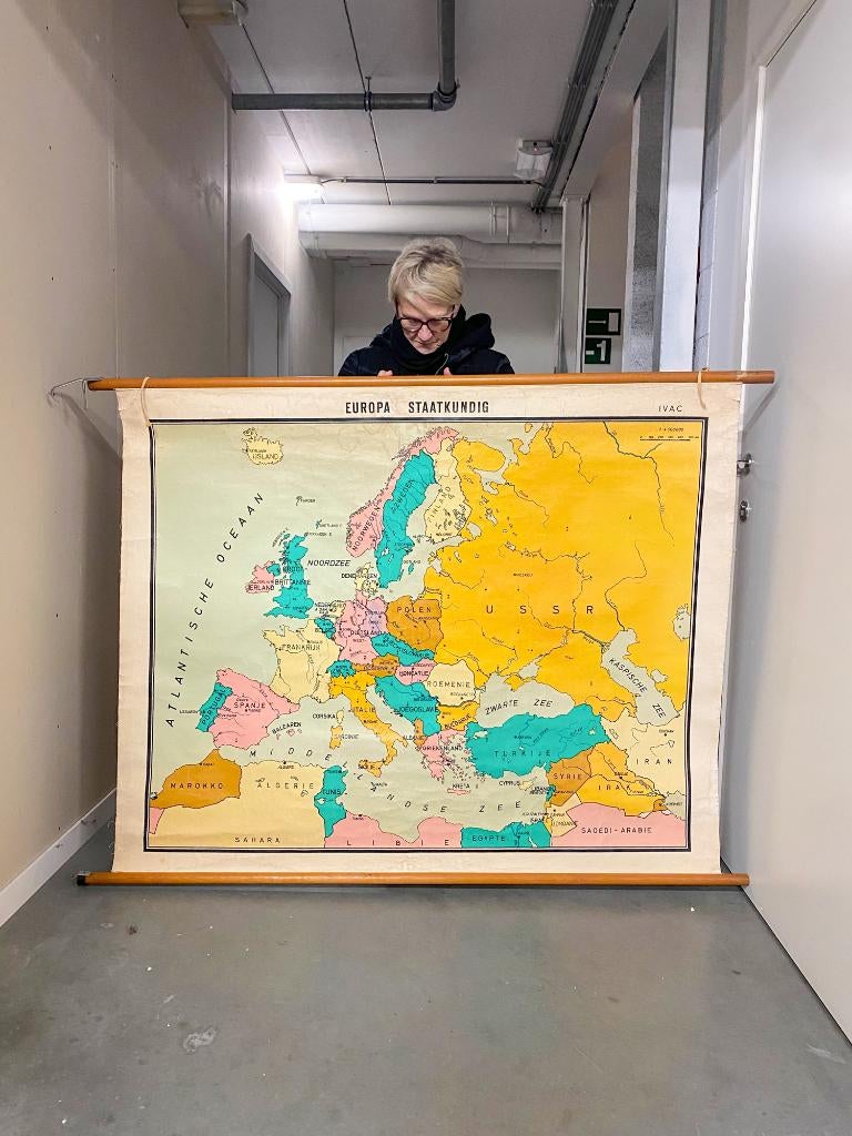 Vintage schoolkaart Europa, Antiek en Kunst, Antiek | Schoolplaten, Aardrijkskunde, Ophalen of Verzenden