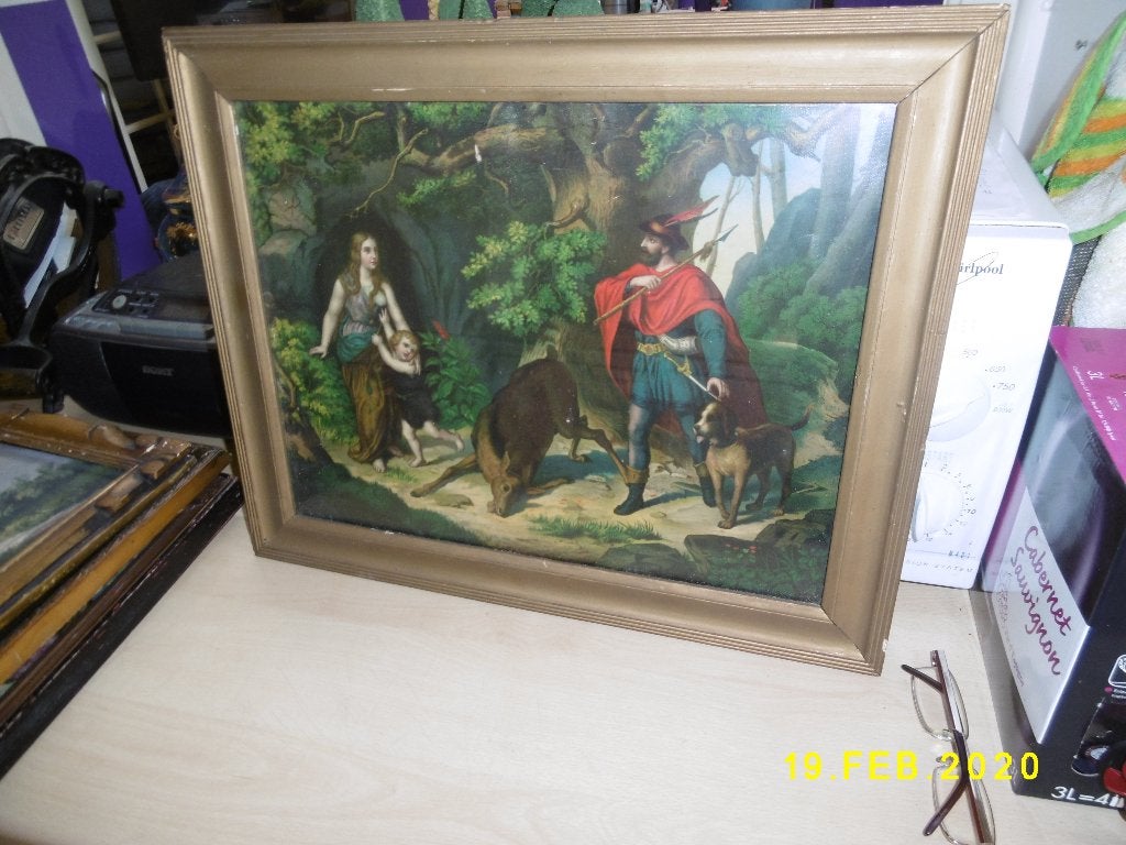 vintage kader met print jachttafereel, Ophalen of Verzenden