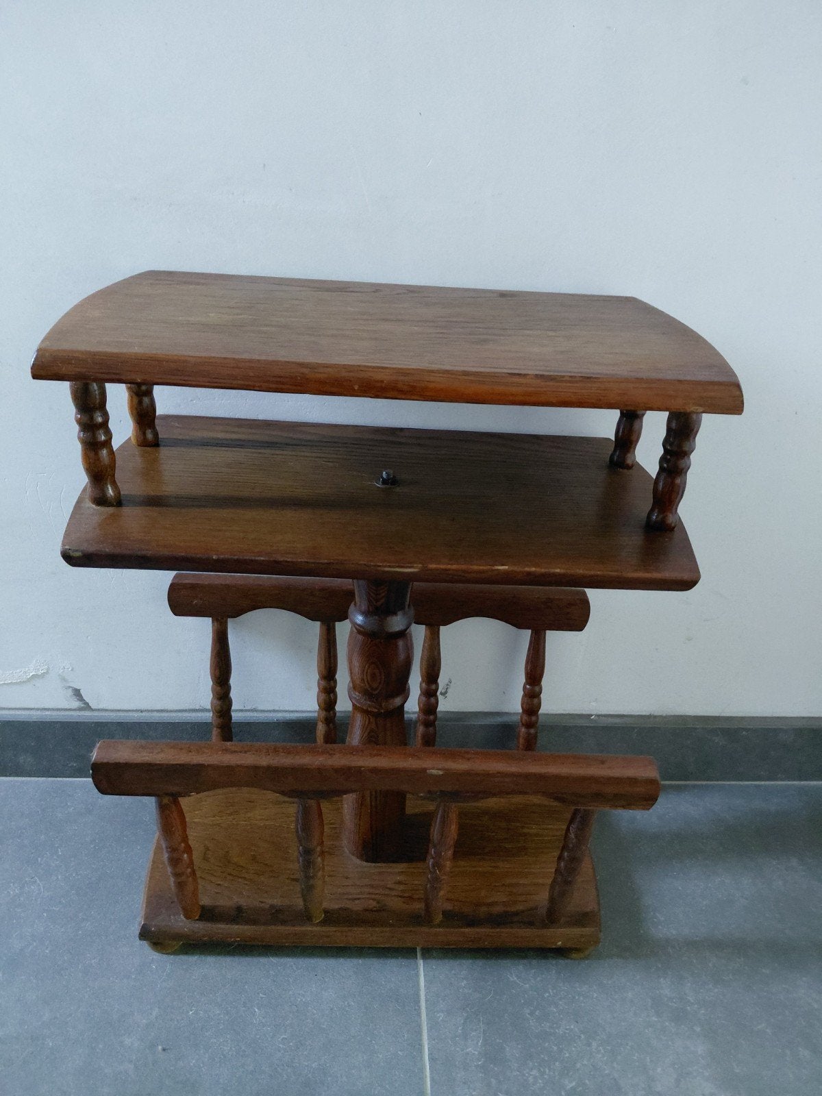 vintage houten lectuurbak met bijzettafel, Huis en Inrichting, Lectuurbak, Ophalen, Vintage