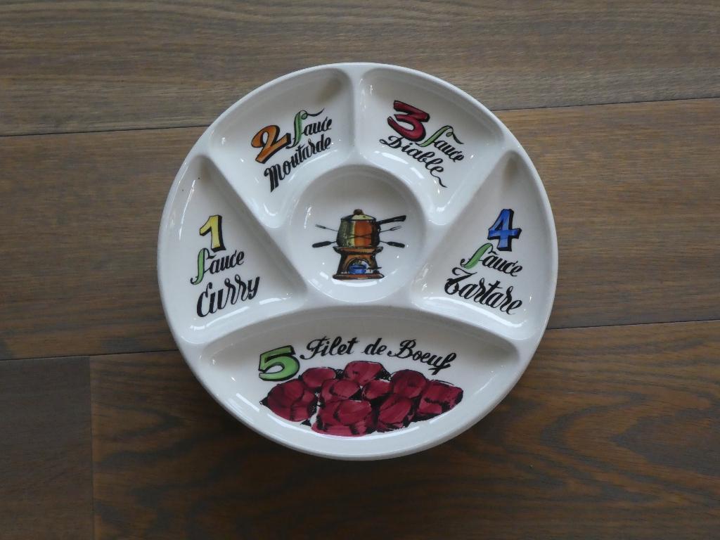 Vintage fondueborden, Assiettes(s), Enlèvement ou Envoi, Poterie, Comme neuf
