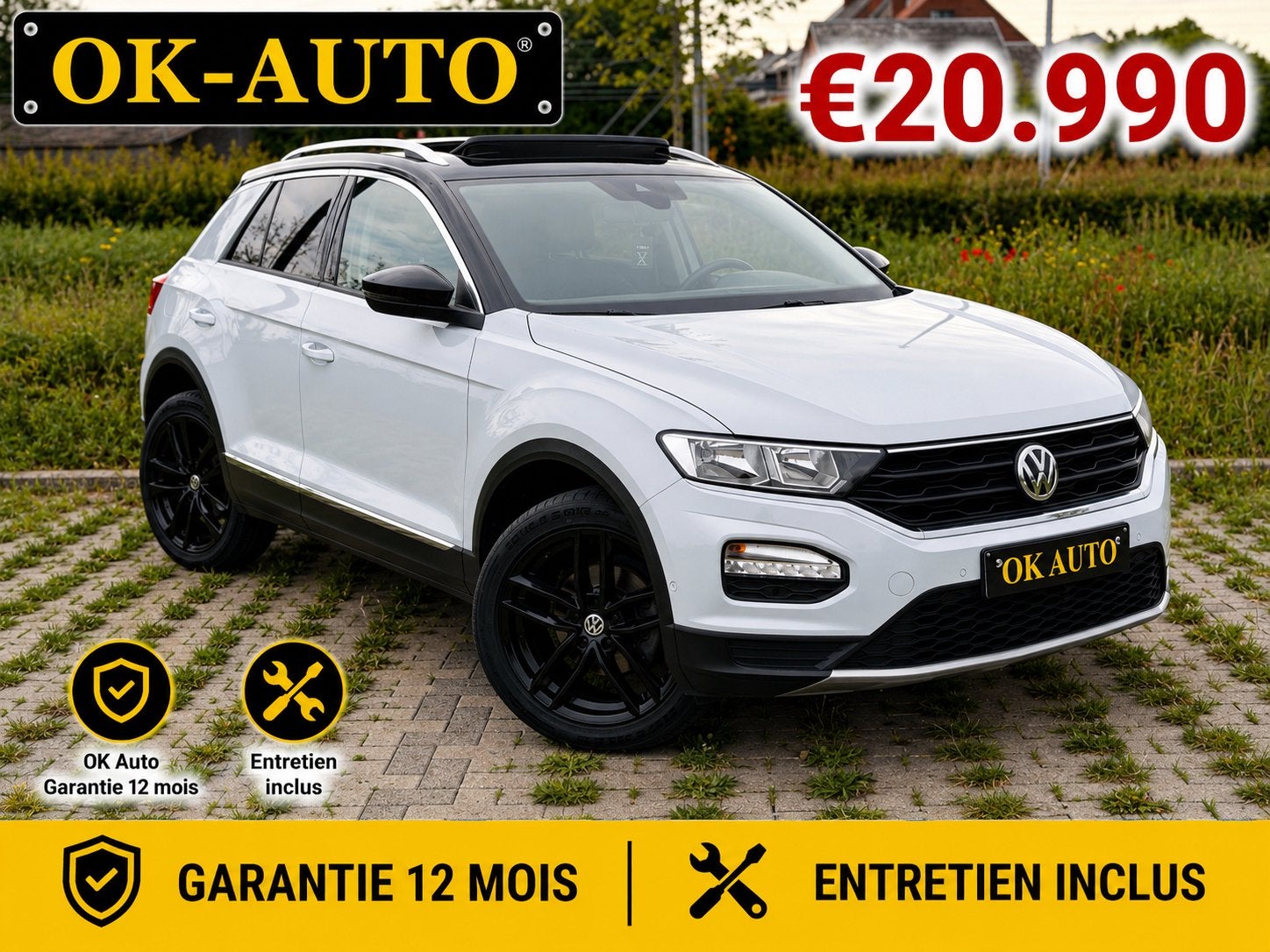 Vw T-Roc 1.5 TSI Dsg Pano Car Play garantie 12 maanden, Stof, 5 zetels, 5 deurs, Particulier