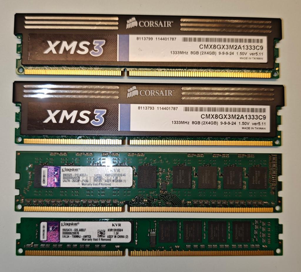 4x 4GB DDR3 1333MHz desktop RAM geheugen, Computers en Software, RAM geheugen, Ophalen of Verzenden, DDR3, Desktop