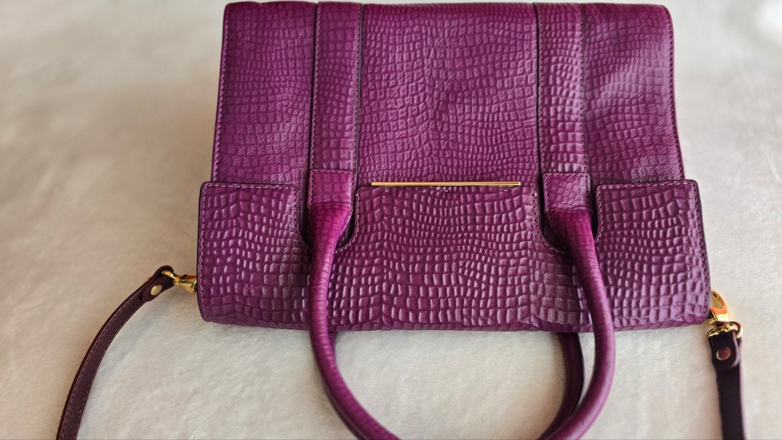 Sac de luxe pour femme en cuir véritable - violet - neuf, Enlèvement ou Envoi, Violet