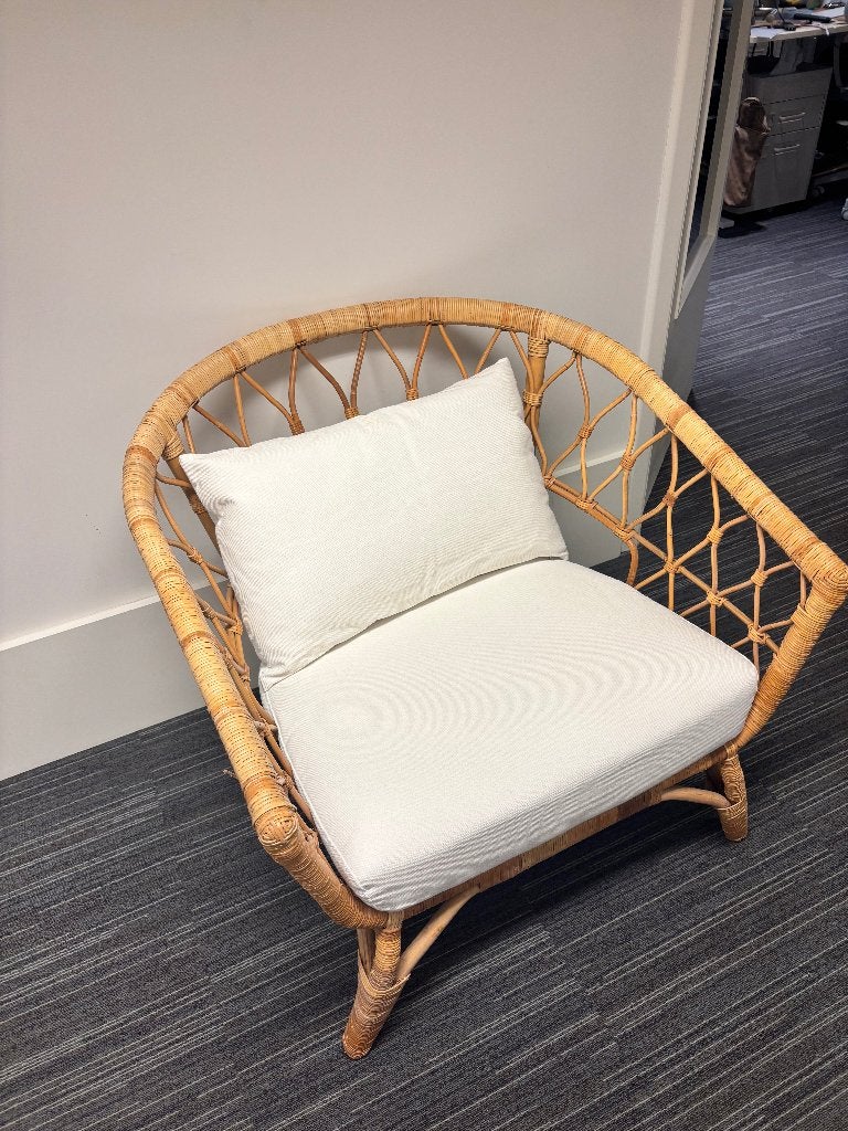 Rotan feautuil te koop, Ophalen, 75 tot 100 cm, Zo goed als nieuw, 75 tot 100 cm