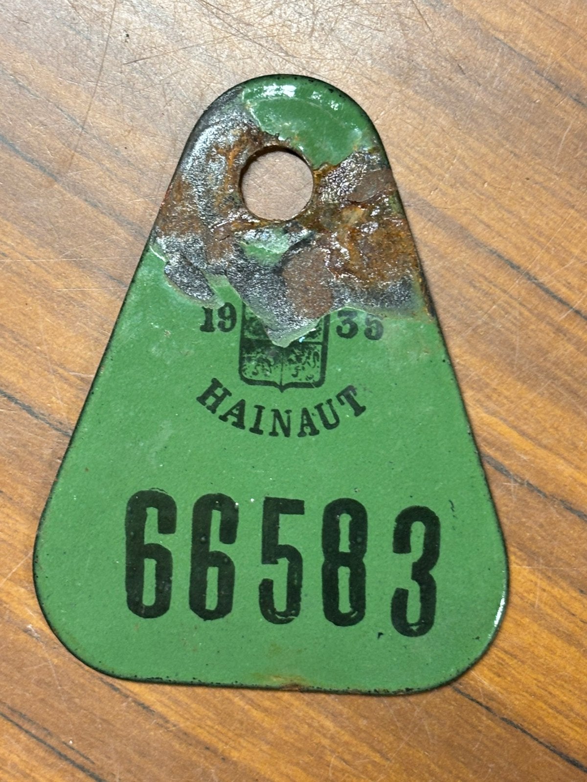 Fietsplaat 1935 plaque velo nummerplaat taksplaat, Ophalen