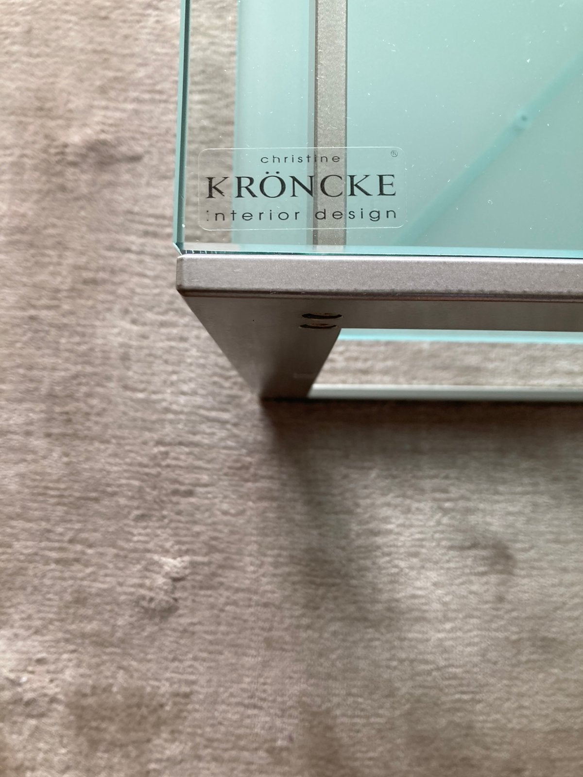 Salontafel in glas en metaal, Huis en Inrichting, Tafels | Salontafels, Ophalen, Zo goed als nieuw, Glas, Design